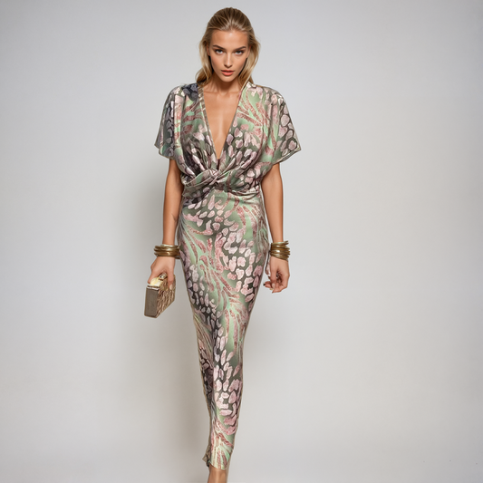 ORELIA - VESTIDO LARGO CRUZADO SATINADO